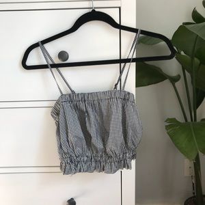 Checkered printed crop tank top